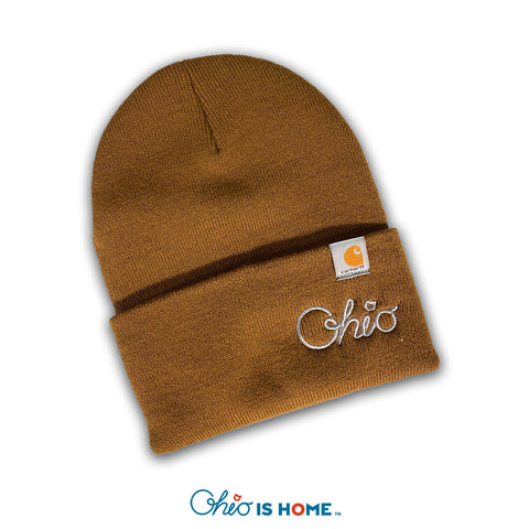 Cursive Ohio Carhartt Beanie - Brown