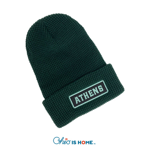 Athens Patch Cuff Beanie - Dark Green