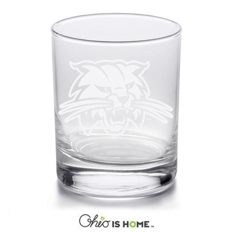 Ohio U Attack Cat 15oz Rocks Glass