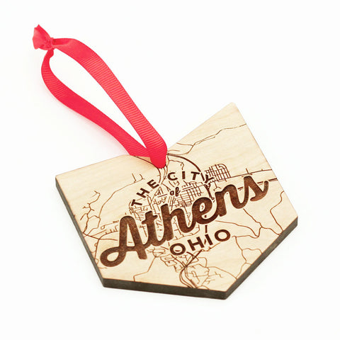 Athens Ohio Map Ornament