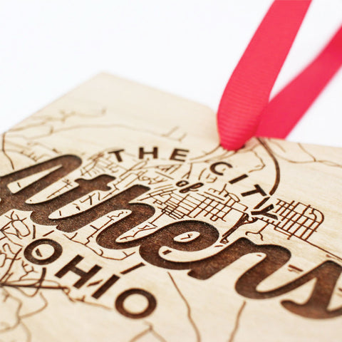 Athens Ohio Map Ornament