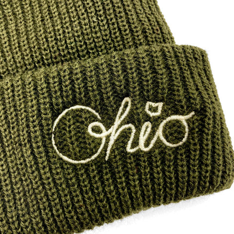 Cursive Ohio Cuff Beanie - Olive