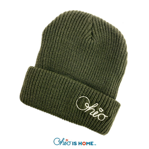 Cursive Ohio Cuff Beanie - Olive