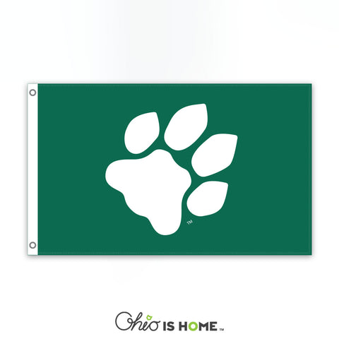 Ohio University Paw Flag - Green and White