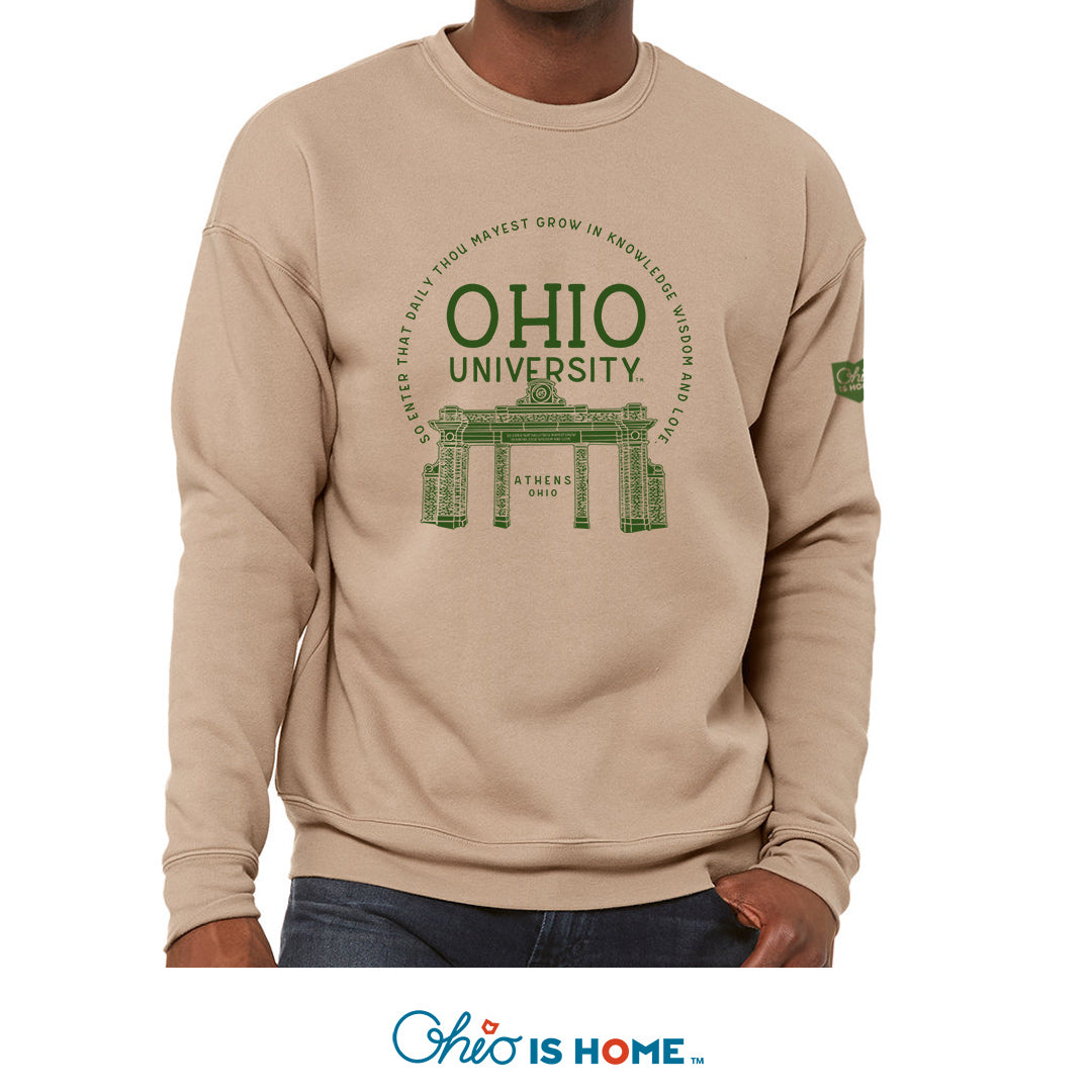 ohio university gear Ohio U College Gateway Crew Sweatshirt Sweatshirt | Tan
