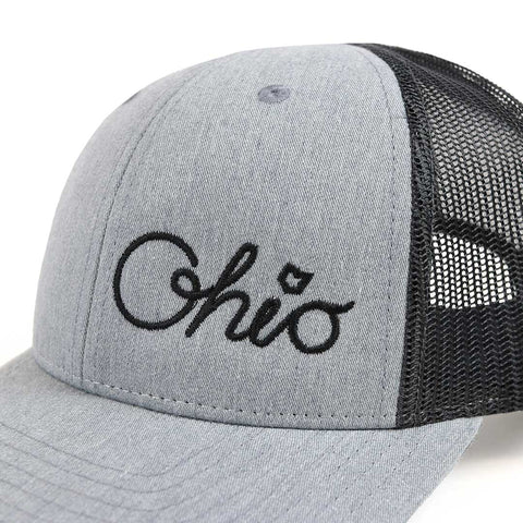 Cursive Ohio Mesh Back Hat - Twill Grey