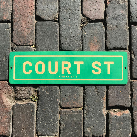 Court Street Athens Ohio Wood Street Sign