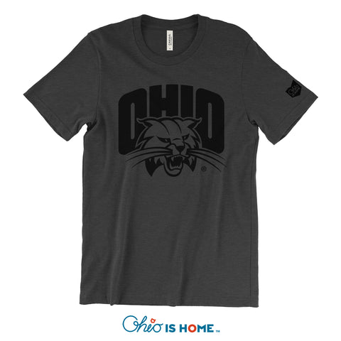 Ohio U Attack Cat Black on Black T-shirt