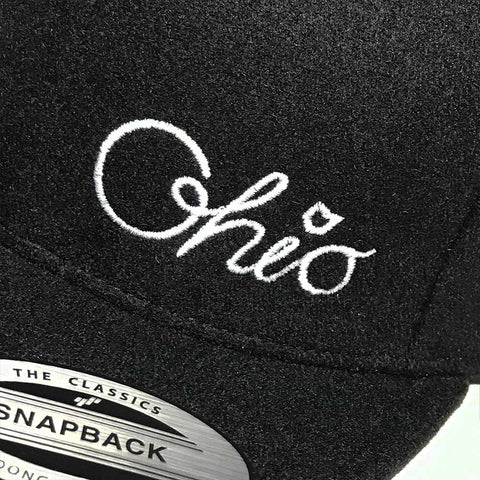 Cursive Ohio Flatbill Hat - Black