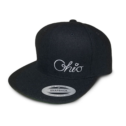 Cursive Ohio Flatbill Hat - Black
