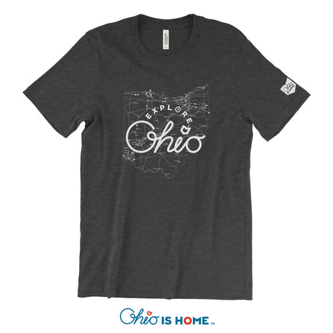 Explore Ohio Map T-shirt - Charcoal