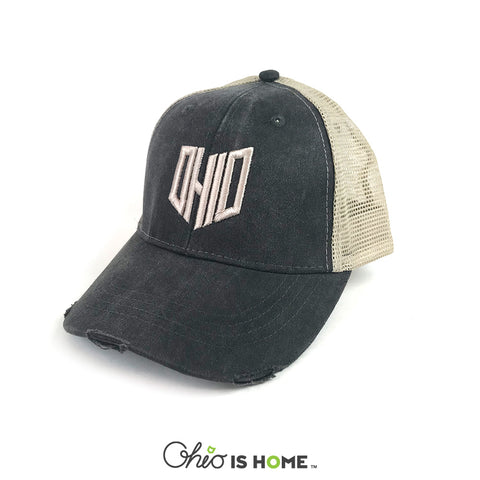 OHIO State Shape Worn Trucker Hat