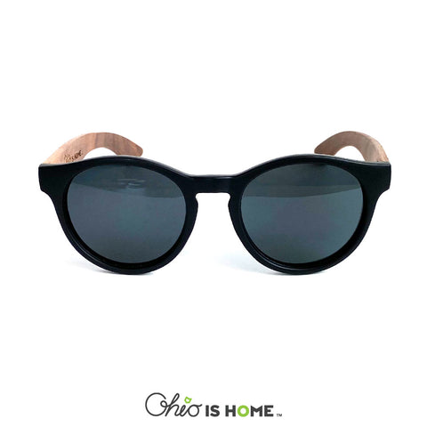 Retro Athens Map Wood Sunglasses - Black