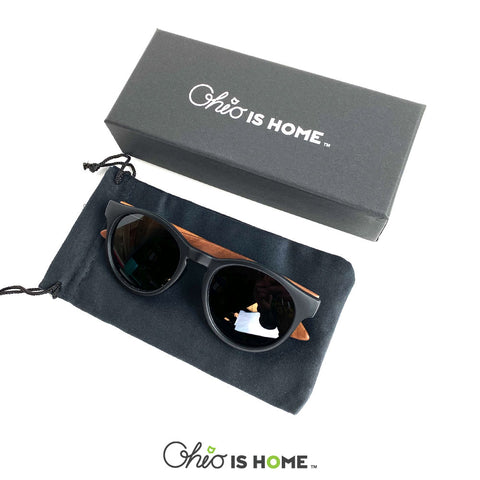 Retro Athens Map Wood Sunglasses - Black