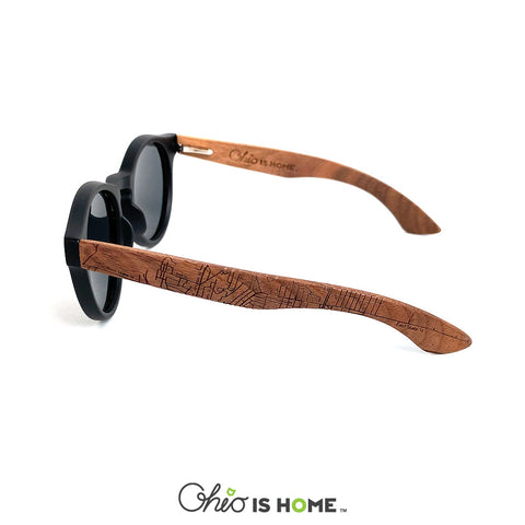 Retro Athens Map Wood Sunglasses - Black