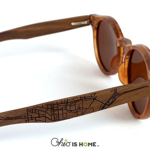 Retro Athens Map Wood Sunglasses - Amber