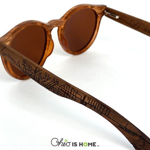 Retro Athens Map Wood Sunglasses - Amber