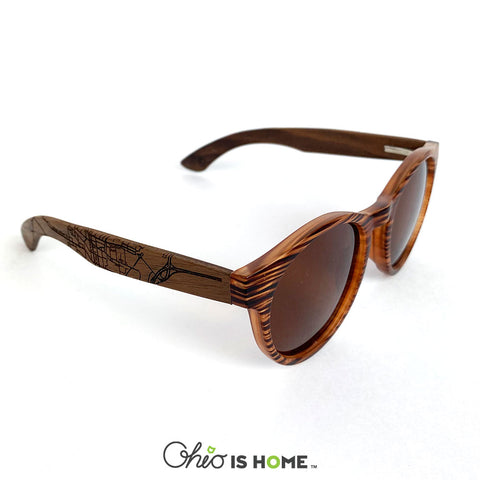 Retro Athens Map Wood Sunglasses - Amber