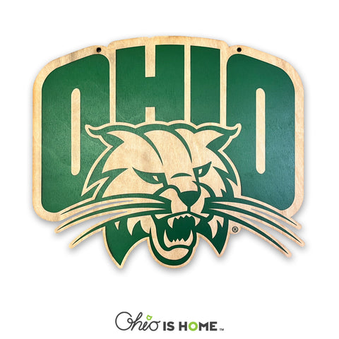 Arched Ohio Attack Cat Logo Wood Sign