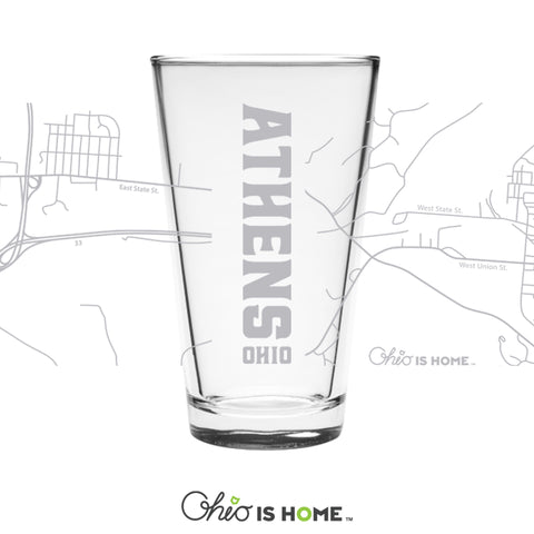 Athens Ohio Map Pint Glass