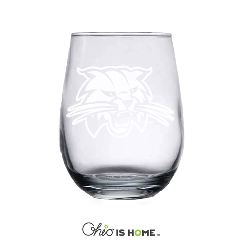 Ohio U Attack Cat 15oz Wine Glass