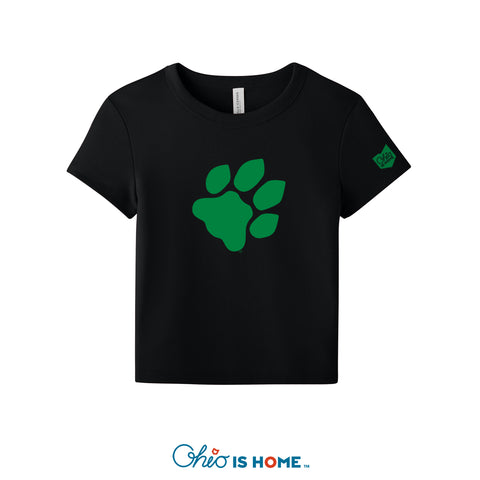 Ohio U Paw Ladies Cropped Baby T-Shirt