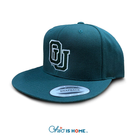 Interlocking OU OHIO Flatbill Hat - Green