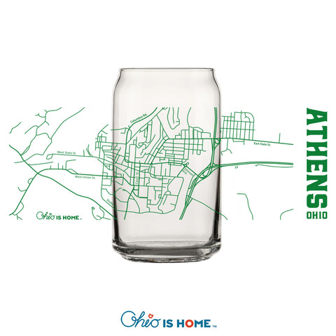 Athens Ohio Map Can Glass