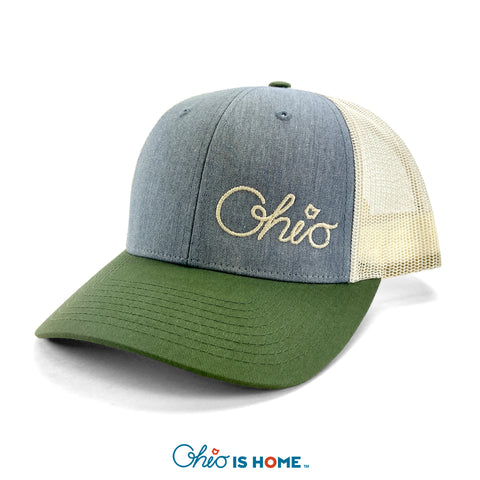 Cursive Ohio Tri-Color Mesh Back Hat