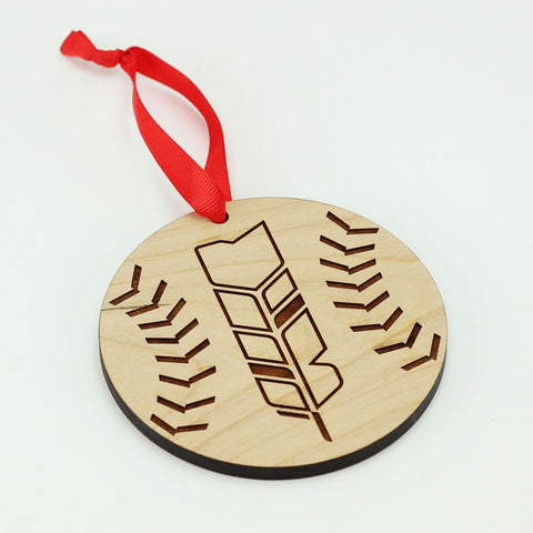 Ohio Baseball Feather Ornament