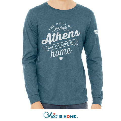 The Hills of Athens Long Sleeve T-shirt - Teal