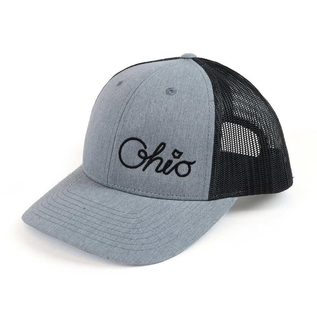 Cursive Ohio Mesh Back Hat - Twill Grey – Ohio is Home