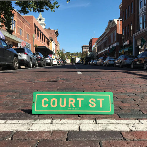Court Street Athens Ohio Wood Street Sign