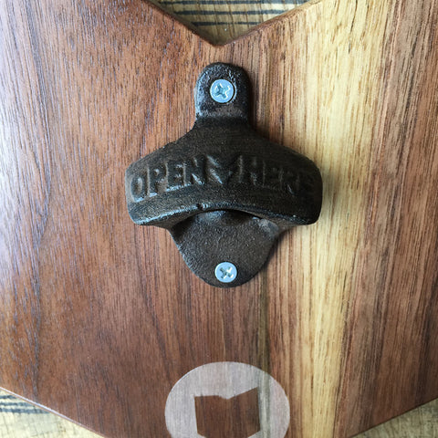 Ohio Bottle Opener with Magnetic Cap Catch – Walnut