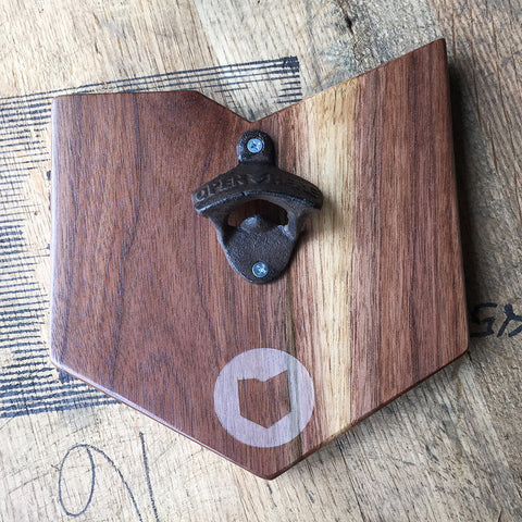 Ohio Bottle Opener with Magnetic Cap Catch – Walnut