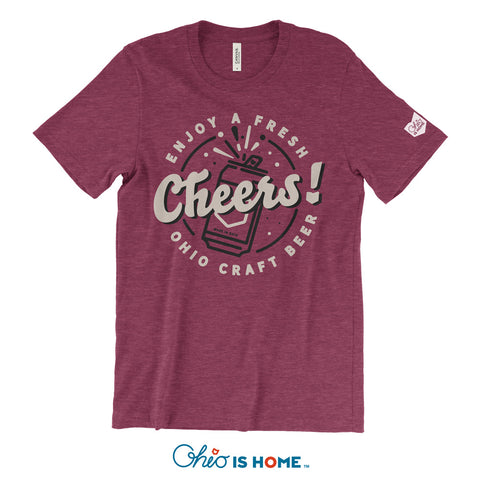 Cheers Ohio Beer T-shirt - Maroon
