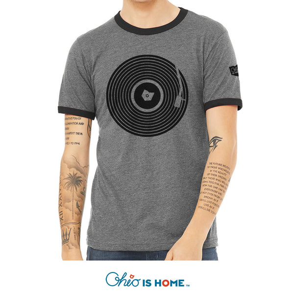 【SLOW RECORD HOUSE】RECORD RINGER T-SHIRT RECORD ringer t-shirts_melange grey - SLOW RECORD HOUSE | 60