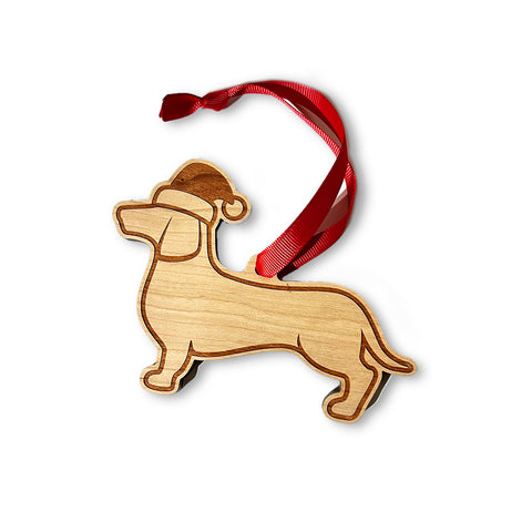 Santa Wiener Dog Ornament