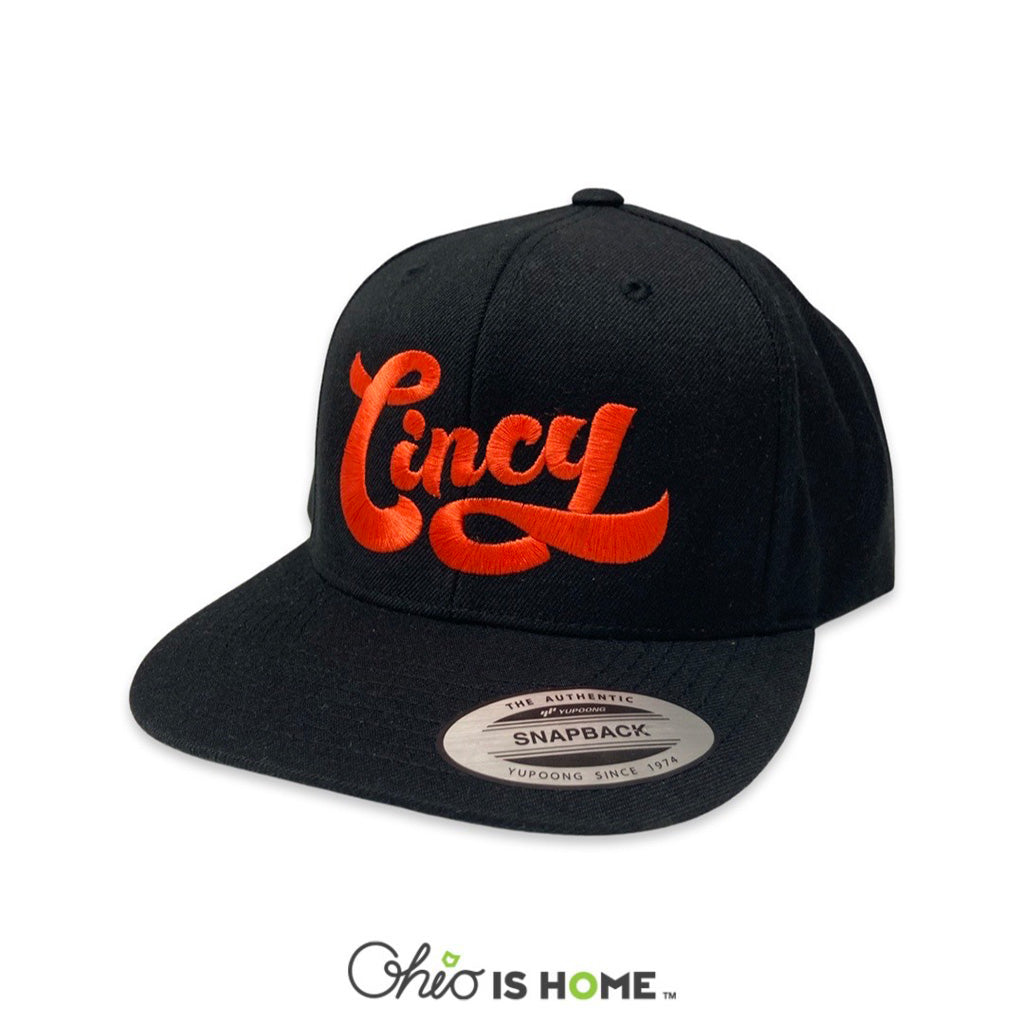 Cincy Script Logo Cincy Script Flatbill Hat - Black – Ohio is Home